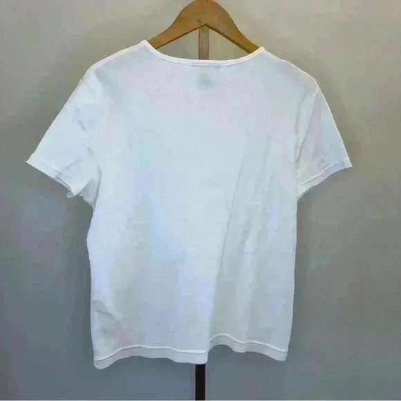 Harold’s Women's White Crew Neck Tee Size L Casual Solid T-Shirt - Picture 6 of 10